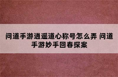 问道手游逍遥道心称号怎么弄 问道手游妙手回春探案